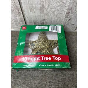 Kurt S Adler Gold Glitter 10 Light Star Tree Topper For Christmas Trees